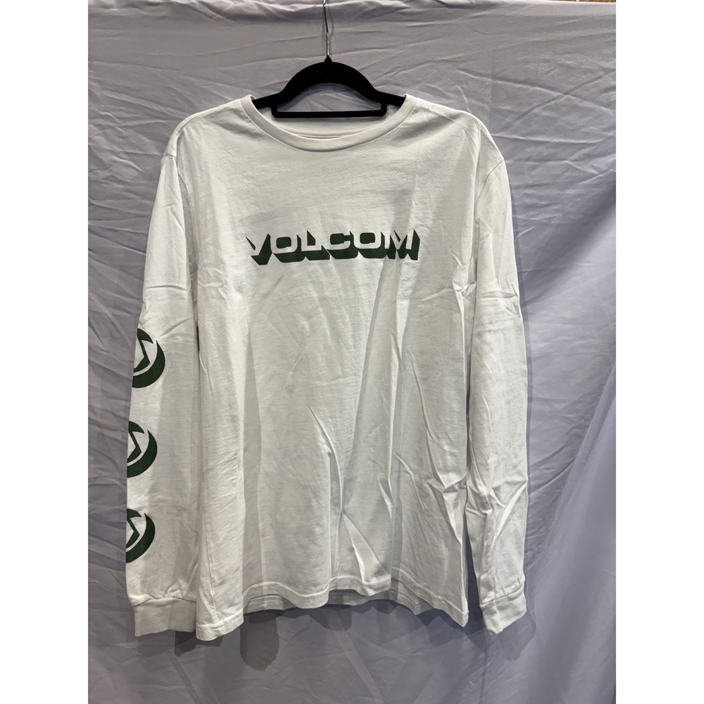Volcom Graphic Logo White Cotton Long Sleeve Men's T-Shirt Size L